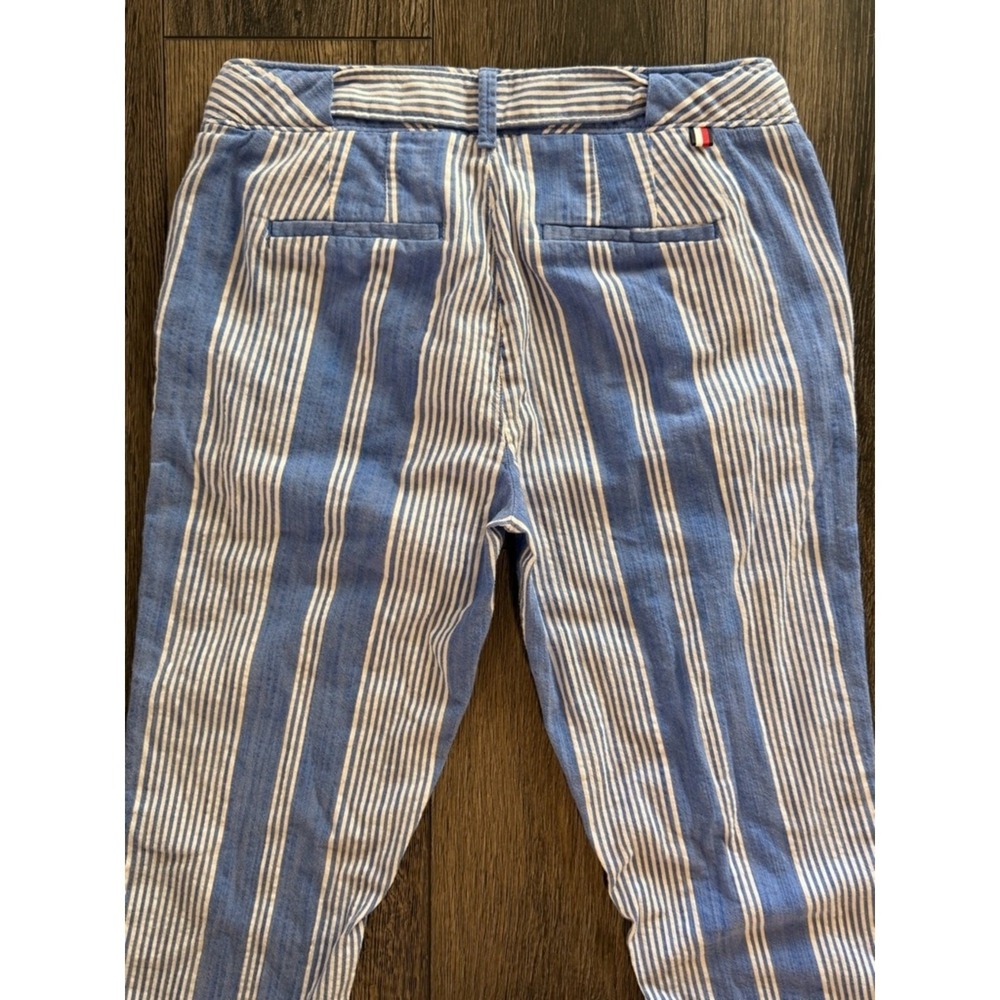 Tommy Hilfiger Relaxed Tapered Chino Striped Pants Blue 4 Coastal Summer Preppy - Picture 16 of 16